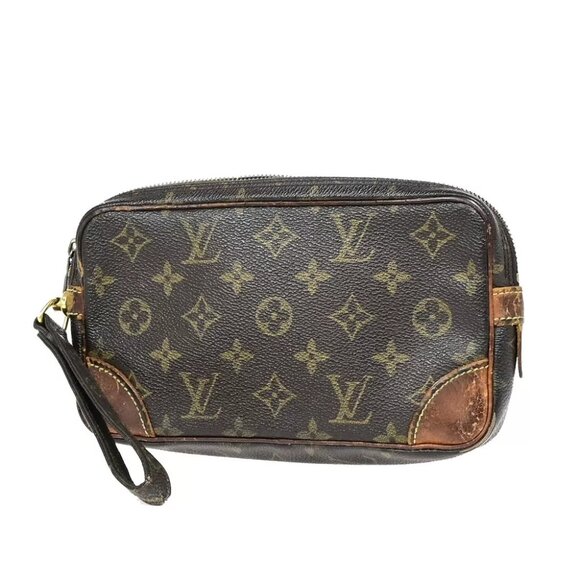 LOUIS VUITTON Marly Dragonne PM Clutch Hand Bag Monogram Leather - Picture 1 of 7
